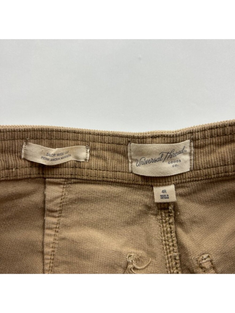 Universal Thread Dark Khaki Pincord Wide Leg Pant 4R - Picture 3 of 6